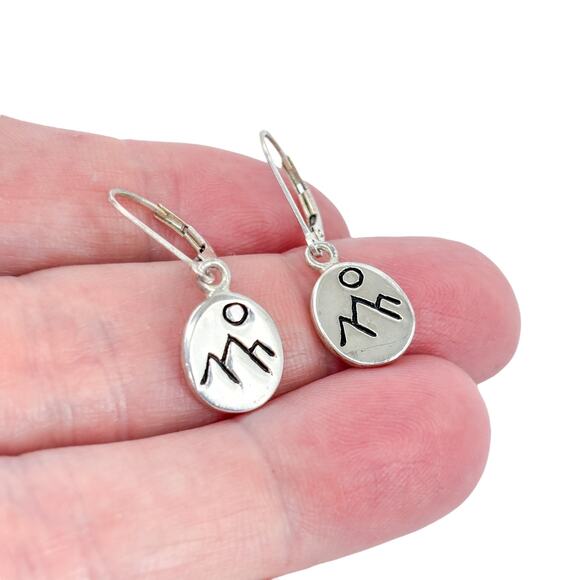 Vintage Sterling Silver Moonlit Mountain Earrings | Jeff McKenzie Nature Jewelry - Picture 1 of 6